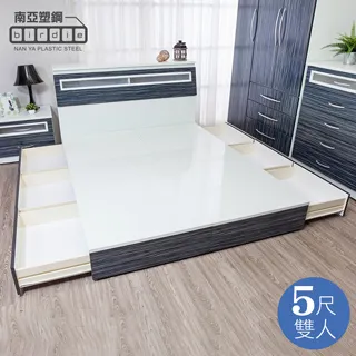 Birdie南亞塑鋼-5尺雙人後二抽屜收納型塑鋼床組(床頭片+抽屜床底)(不含床墊)(鐵刀木色) 歷史價格詳細信息