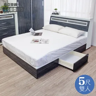 Birdie南亞塑鋼-5尺雙人後二抽屜收納型塑鋼床組(床頭片+抽屜床底)(不含床墊)(鐵刀木色) 歷史價格詳細信息