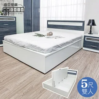 Birdie南亞塑鋼-5尺雙人後二抽屜收納型塑鋼床組(床頭片+抽屜床底)(不含床墊)(鐵刀木色) 歷史價格詳細信息