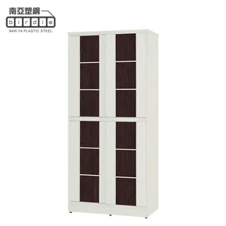 Birdie南亞塑鋼-3尺直飾造型四開門防水塑鋼高鞋櫃(白色+白橡色) 歷史價格詳細信息