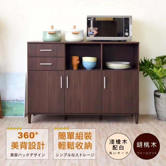 《HOPMA》典藏三門二抽廚房櫃-胡桃木 歷史價格詳細信息