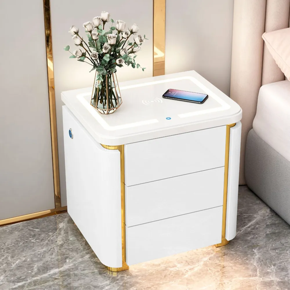 智能床頭櫃無線充電多功能帶音響簡約酒店民宿實木床邊櫃 歷史價格詳細信息