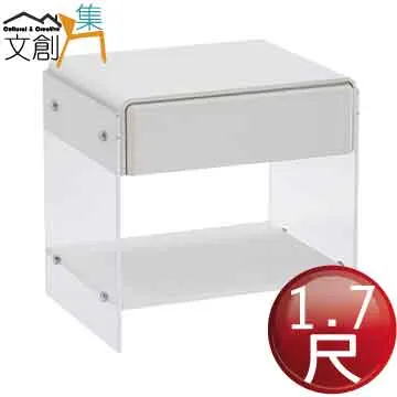 【文創集】關島玻璃1.5尺二抽燈罩床頭櫃 歷史價格詳細信息