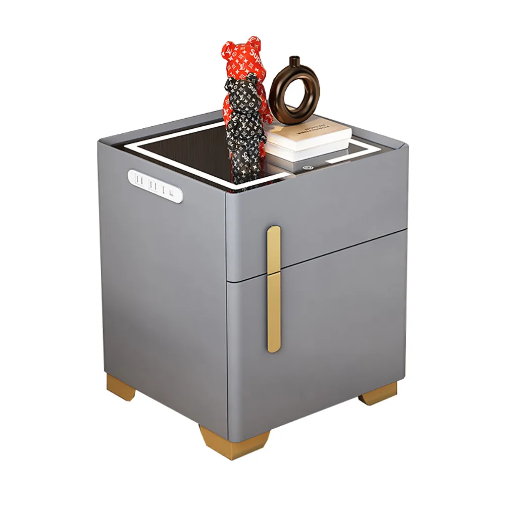 智能床頭櫃多功能收納實木輕奢簡約現代免安裝臥室充電儲物床邊櫃 歷史價格詳細信息