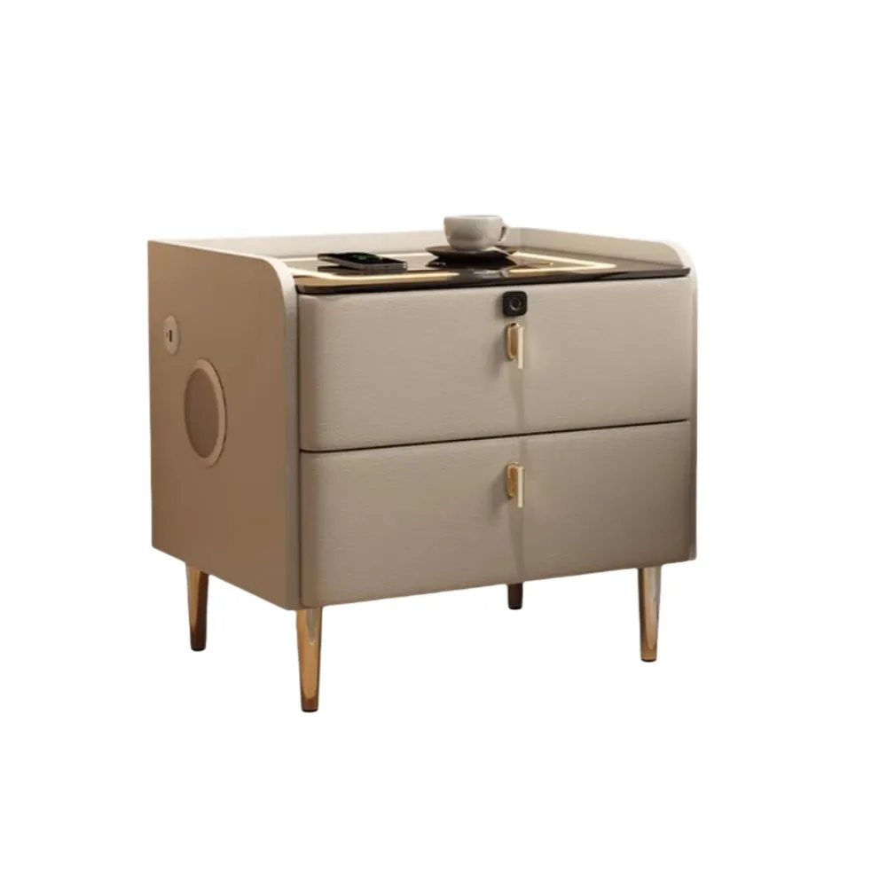 實木智能床頭櫃簡約輕奢帶燈多功能無線充電天音箱 歷史價格詳細信息