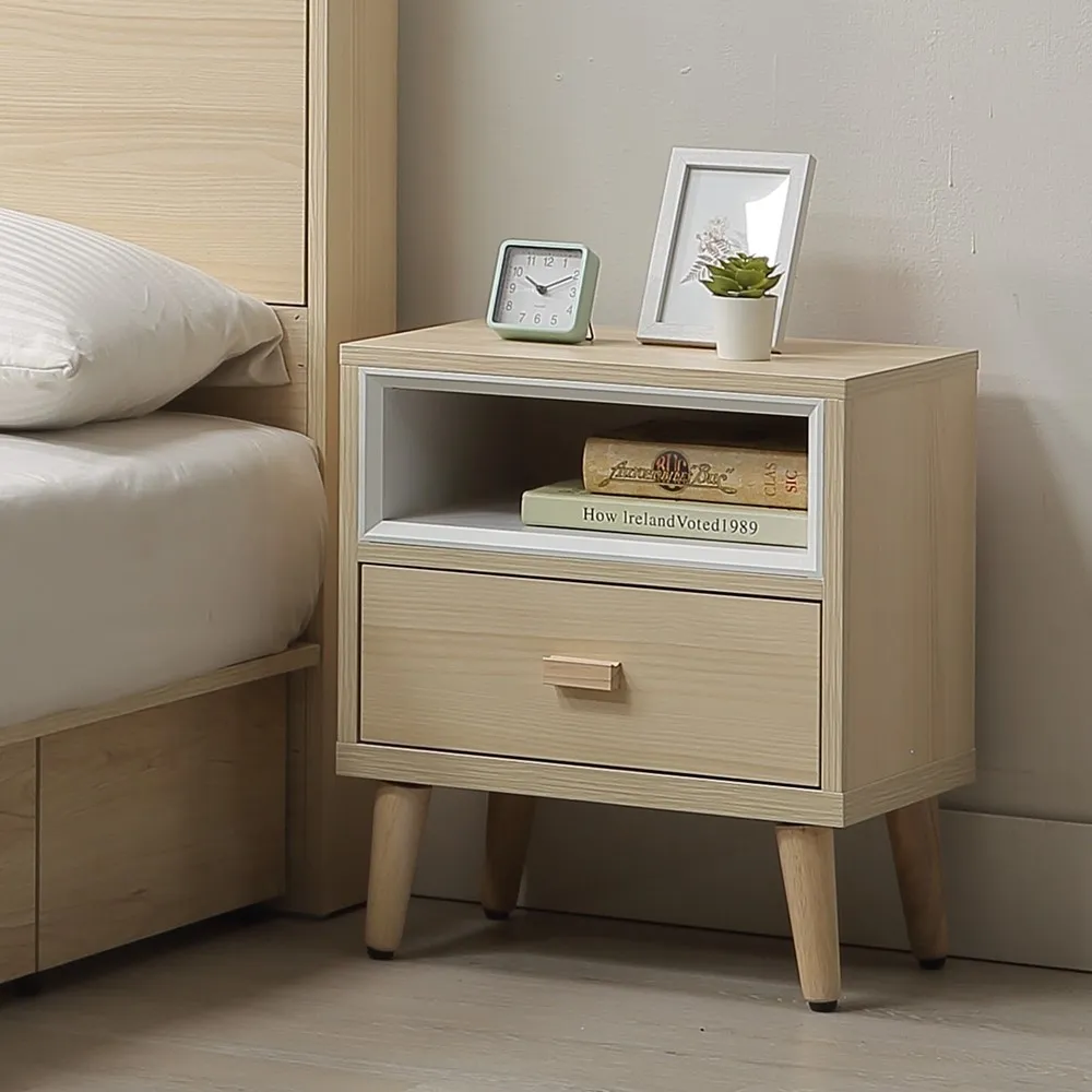 【直人木業】北歐風白楓木簡約床頭櫃49cm 歷史價格詳細信息