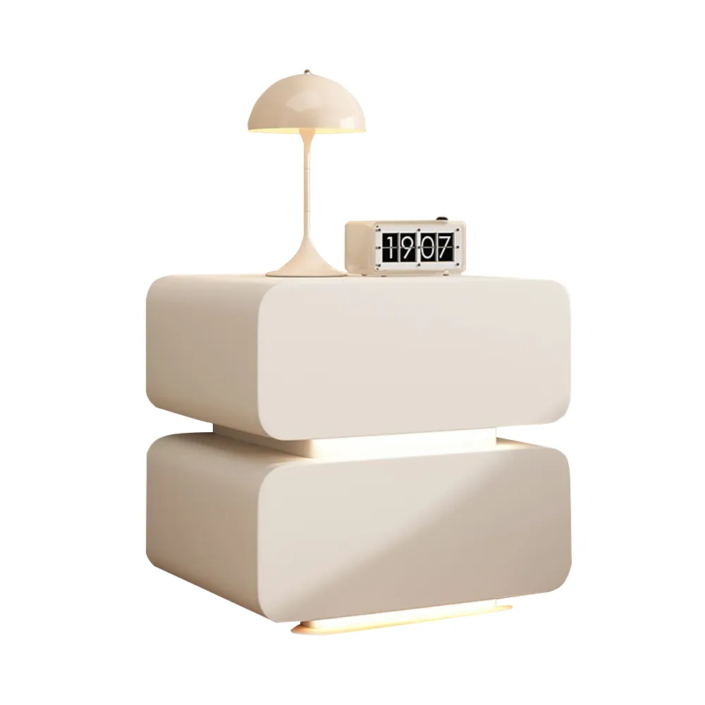 奶油風智能床頭櫃簡約全實木臥室輕奢感超極窄小型多峰稍 歷史價格詳細信息