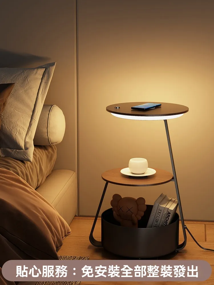 智能床頭櫃無線充電奶油風感應燈音箱風懸浮實木三層輕奢 歷史價格詳細信息