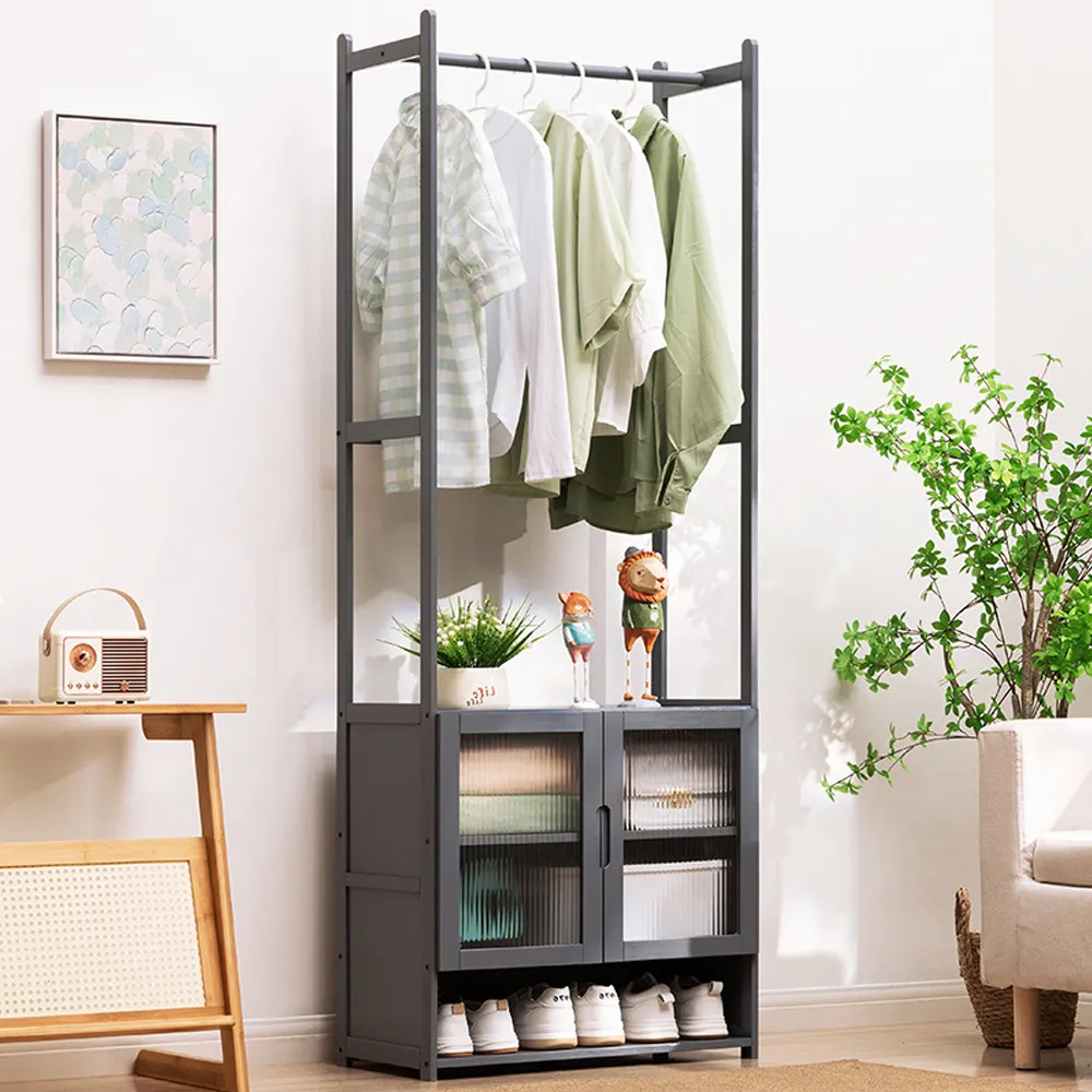 【HappyLife】楠竹玄關衣帽收納鞋櫃/灰色70CM (Y10808) 歷史價格詳細信息