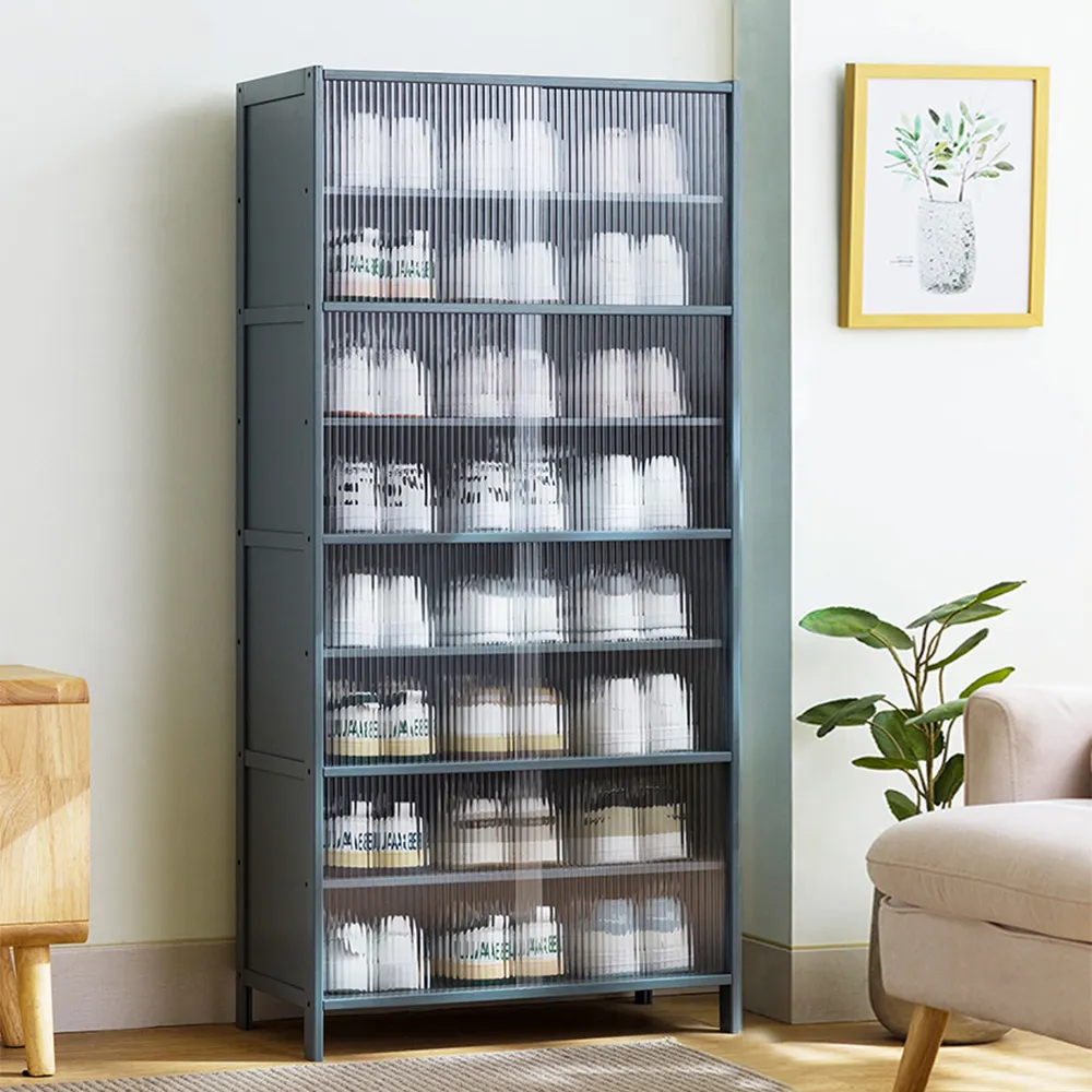 【HappyLife】楠竹拉門鞋櫃 透明櫃門 十層40公分 Y10940 歷史價格詳細信息