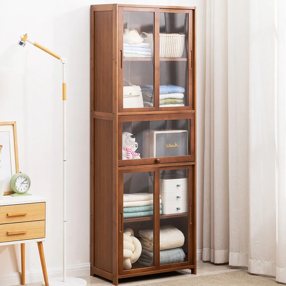 【HappyLife】楠竹製古風壓克力門餐邊櫃/四門三層 (Y10684) 歷史價格詳細信息