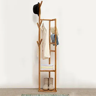 【HappyLife】楠竹製樹叉造型直立衣帽架/玄關收納架 (YV9899) 歷史價格詳細信息