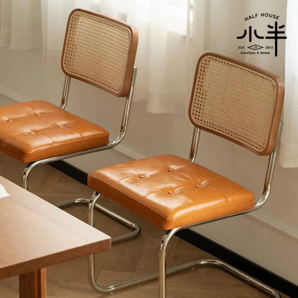 北歐藤編餐椅復古全實木陽台洽談民宿餐廳日式家用休閑靠背書桌椅~告白氣球 歷史價格詳細信息