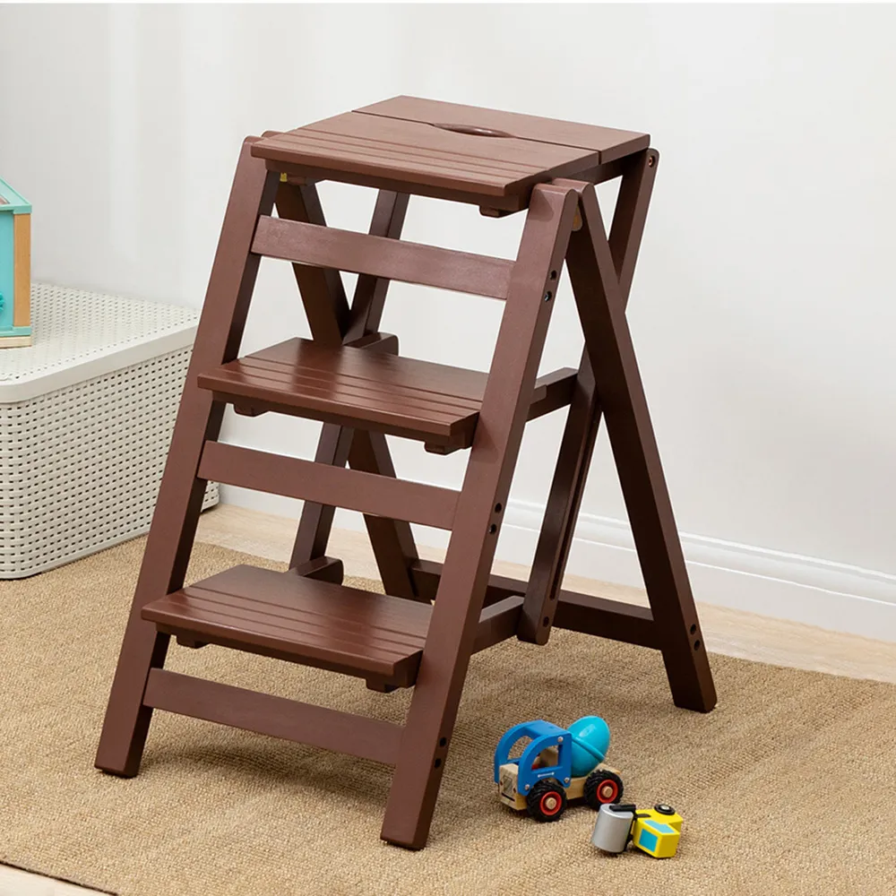 三層折疊梯  實木家用多功能梯凳折疊台階凳 歷史價格詳細信息
