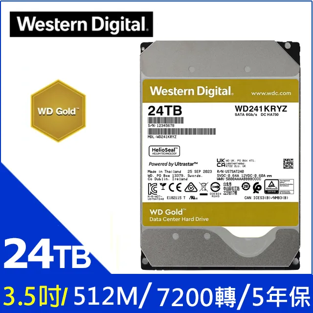 WD【金標】(WD221KRYZ) 22TB/7200轉/512MB/3.5吋/5Y 歷史價格詳細信息