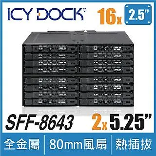 ICY DOCK 全金屬8層式2.5吋SATA/SAS HDD/SSD 轉 2組5.25吋 背板模組 (MB508SP-B) 歷史價格詳細信息