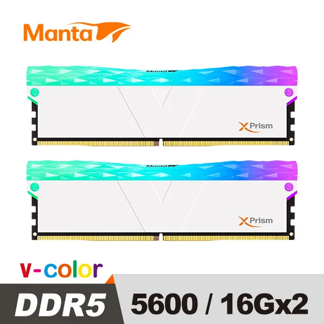 v-color 全何 MANTA XPrism系列 DDR5 5600 32GB(16GB*2) RGB桌上型超頻記憶體+RGB燈條模組(白) 歷史價格詳細信息