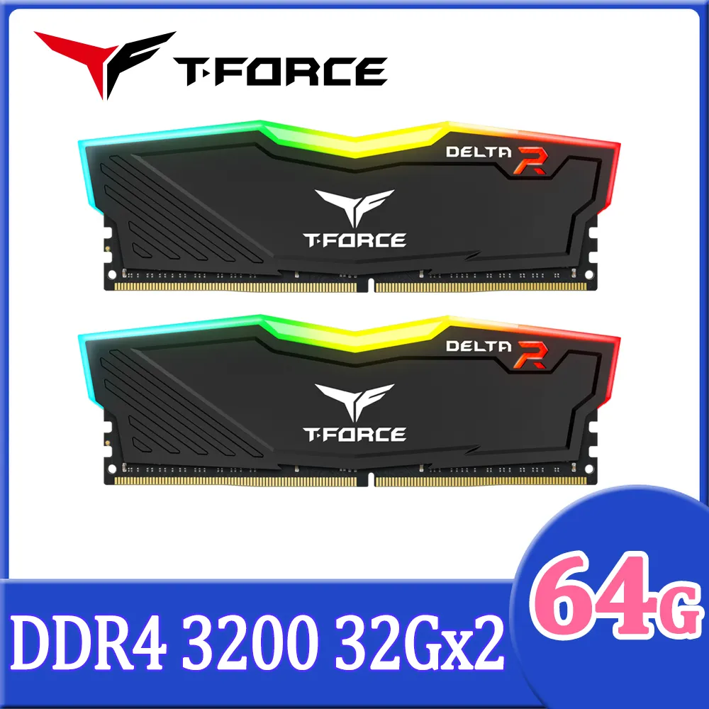 【Team 十銓】T-FORCE DELTA RGB 炫光 DDR4 3200 64GB 32Gx2 CL16 黑色 桌上型超頻記憶體 歷史價格詳細信息