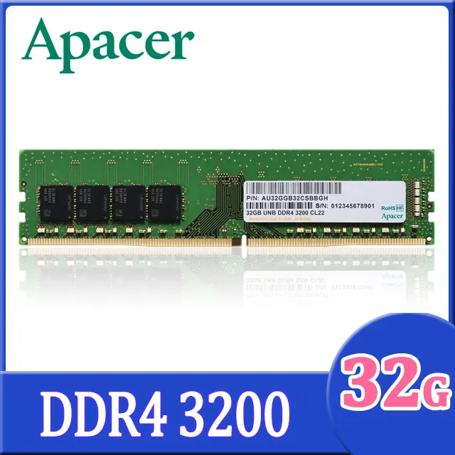 Apacer DDR4 3200 32GB 桌上型記憶體(EL.32G21.PSH) 歷史價格詳細信息