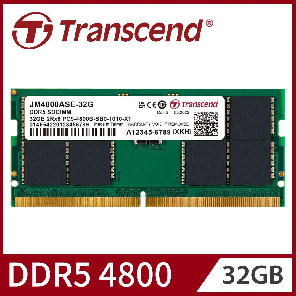 【Transcend 創見】JetRam DDR5 4800 32GB 筆記型記憶體(JM4800ASE-32G 新舊包裝隨機出貨) 歷史價格詳細信息