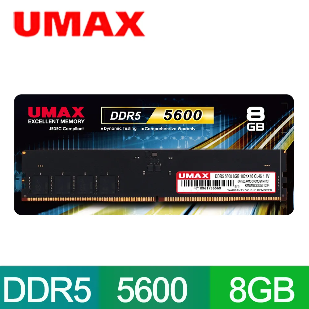 UMAX DDR5 5600 8GB 桌上型記憶體(1024X16) 歷史價格詳細信息