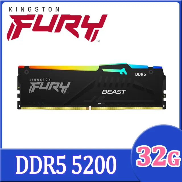 金士頓 Kingston FURY Beast 獸獵者 DDR5 5200 32GB RGB桌上型超頻記憶體(KF552C40BBA-32) 價格比較,價格查詢,歷史價格詳細信息
