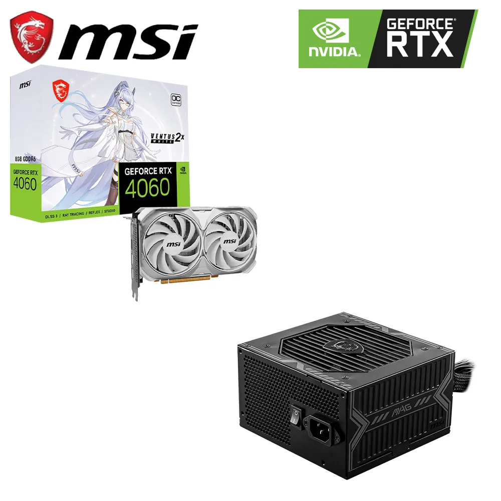 【顯示卡優惠套餐】微星RTX4060 VENTUS 2X 8G (白)顯示卡+ 微星A500DN (80+) 電源供應器 歷史價格詳細信息