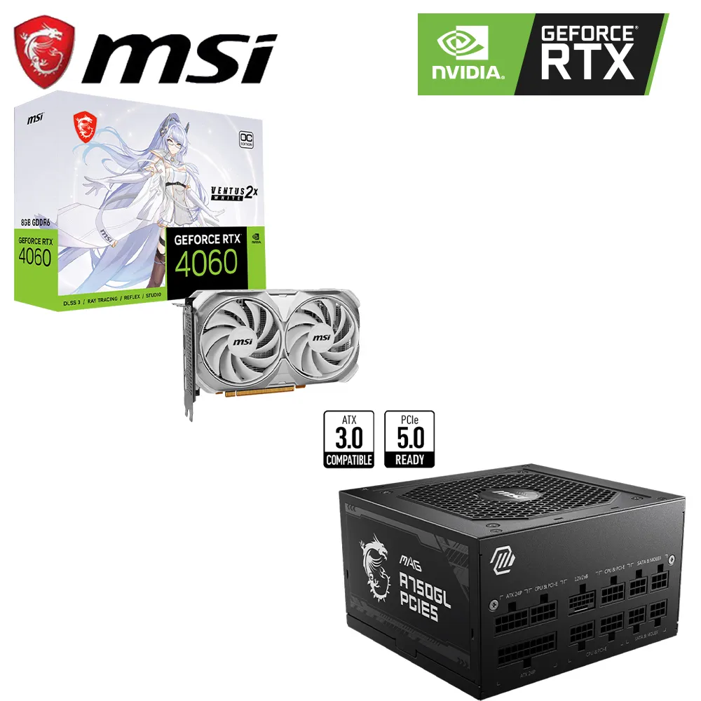 【顯示卡優惠套餐】微星RTX4060 VENTUS 2X 8G (白)顯示卡+ 微星A500DN (80+) 電源供應器 歷史價格詳細信息