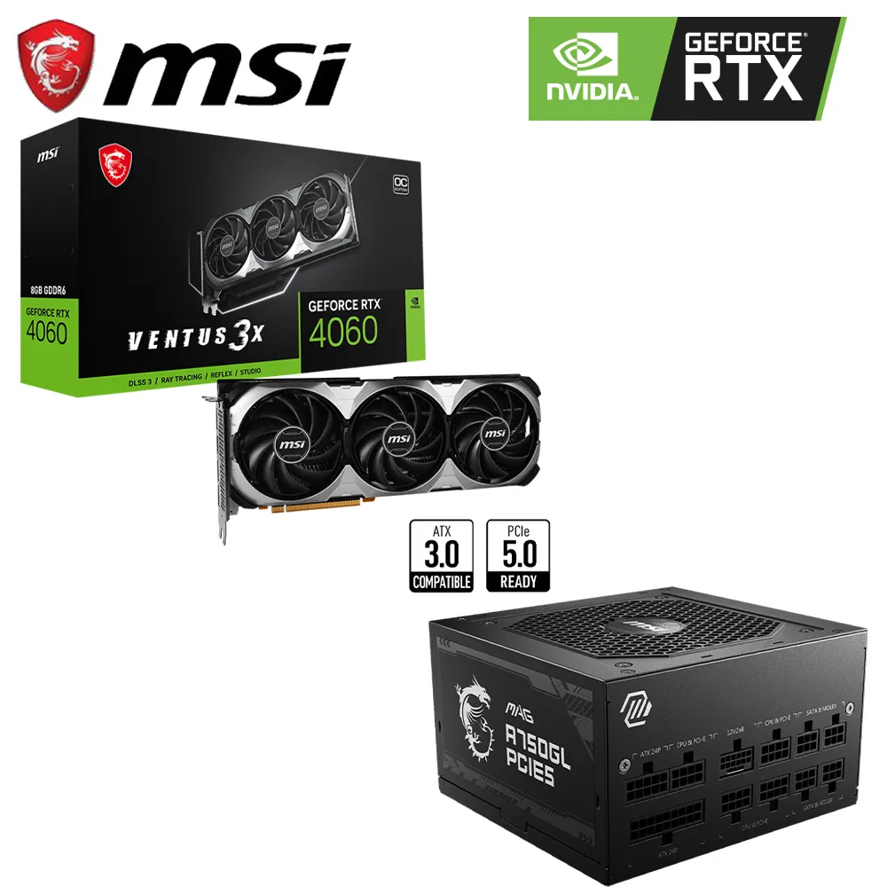 微星RTX 4060 VENTUS 3X 8G OC + 微星 MAG A650BN(650W 80+銅牌) 組合包 歷史價格詳細信息