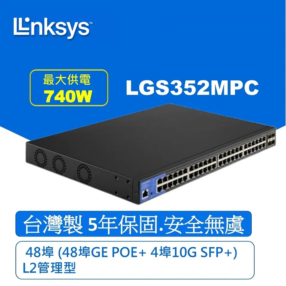 Linksys LGS310MPC-TW 8埠(8埠POE+GE/2埠SFP) POE L2管理型 Gigabit 超高速乙太網路交換器(鐵殼) 歷史價格詳細信息