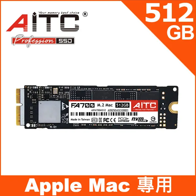 【AITC 艾格】FA700_512GB M.2 Mac PCIe SSD 固態硬碟(讀：2500M/寫：1800M) 歷史價格詳細信息