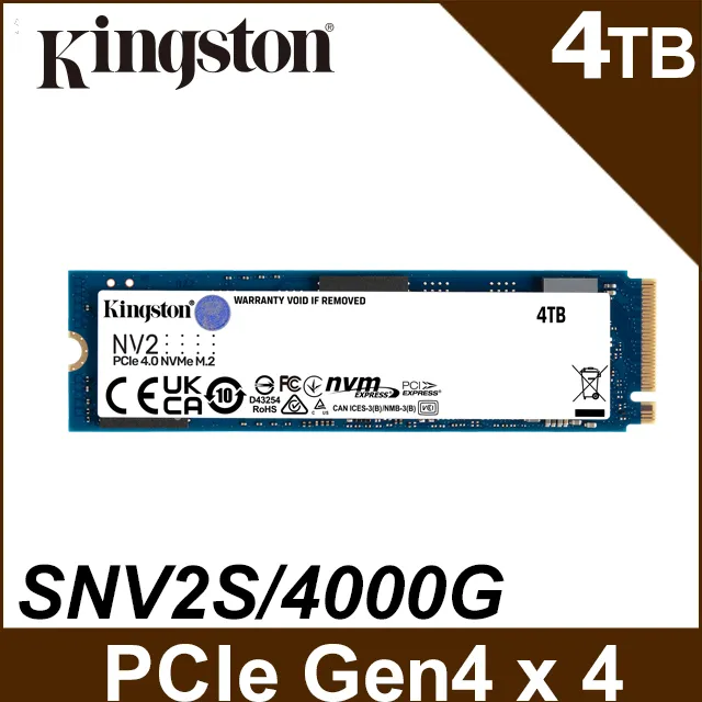 金士頓 Kingston NV2 4TB Gen4 PCIe SSD 固態硬碟 (SNV2S/4000G) 歷史價格詳細信息