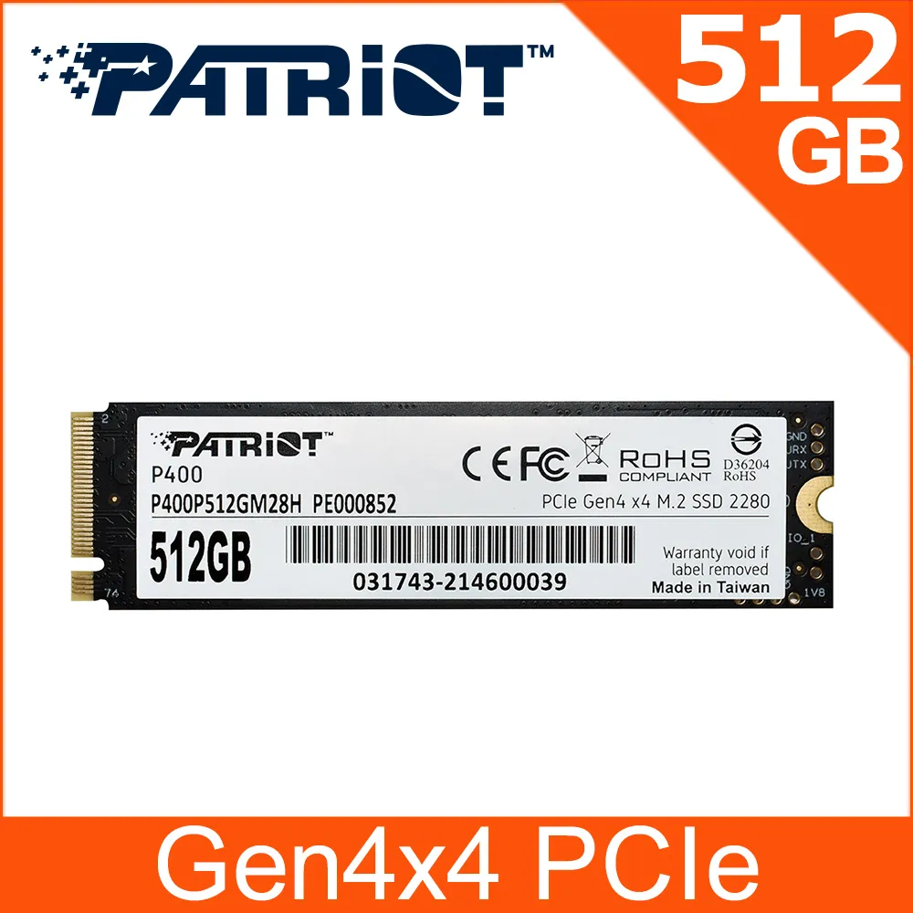 Patriot 美商博帝 P400 M.2 2280 PCIe Gen.4x4 (NVMe 1.3) 512GB 固態硬碟 歷史價格詳細信息
