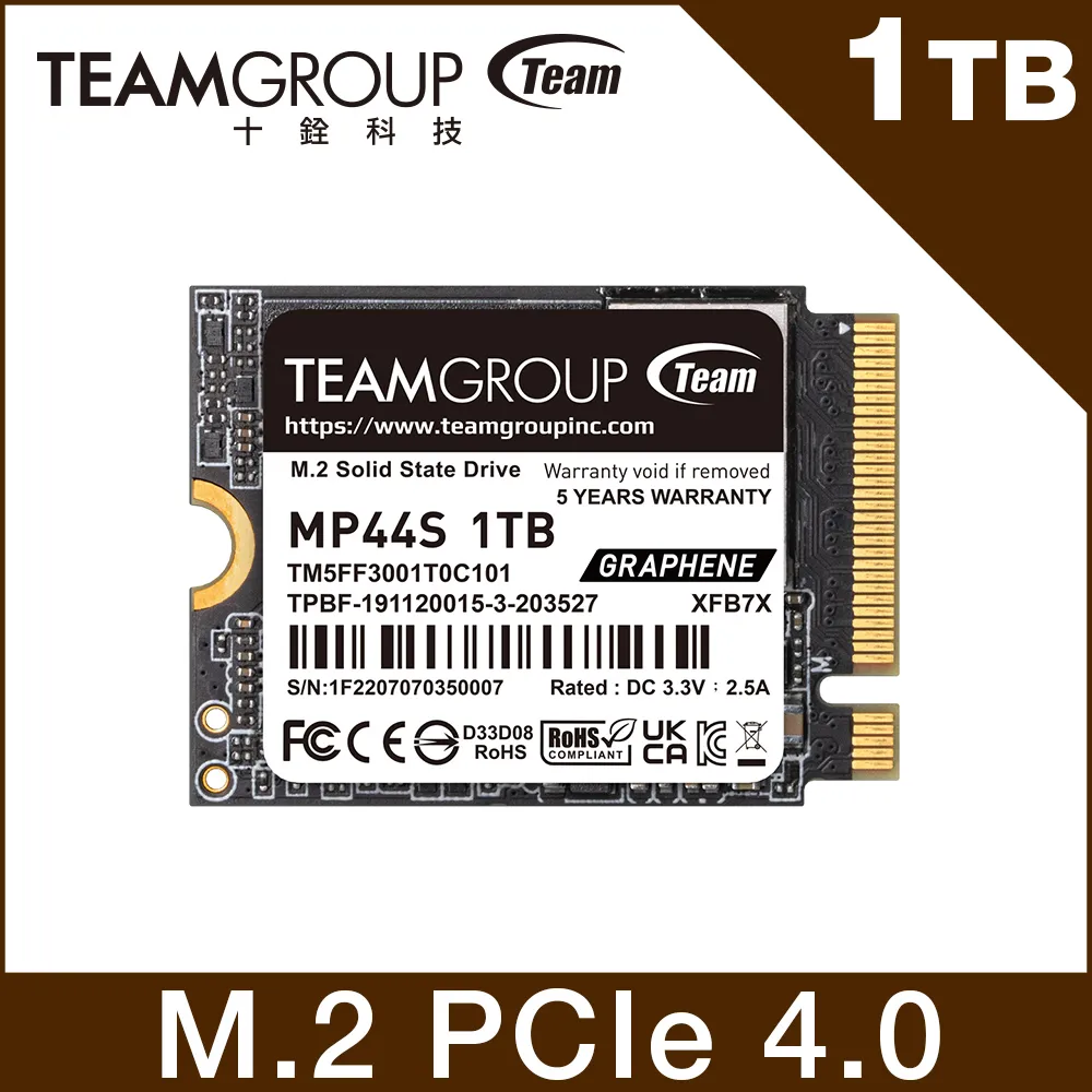 TEAM M.2-2230 PCI-E Gen4x4 MP44S 1TB、2TB固態硬碟 歷史價格詳細信息