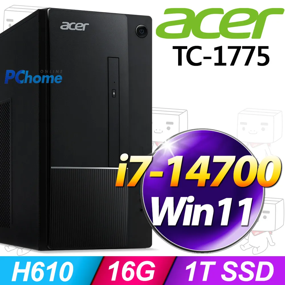 (16G記憶體) + Acer TC-1775(i7-14700/16G/1TB SSD/W11) 價格比較,價格查詢,歷史價格詳細信息