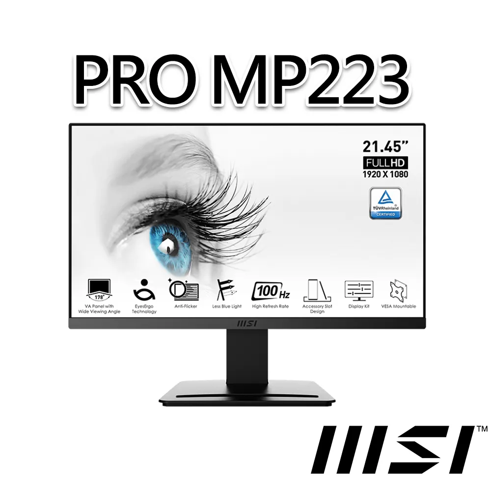 MSI 微星 PRO MP223 電腦螢幕 22吋 VA 100Hz  LCD 電競螢幕 歷史價格詳細信息