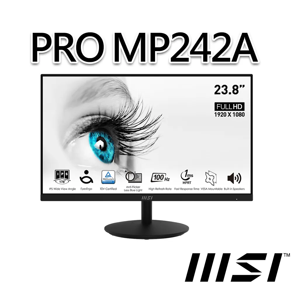 MSI 微星 PRO MP242 23.8吋 螢幕顯示器 防眩光 VGA HDMI 內建喇叭 IPS 現貨 歷史價格詳細信息