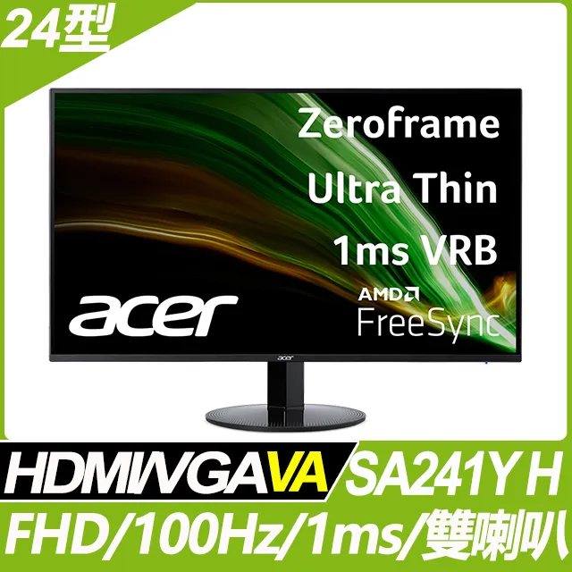 Acer SA241Y H  超薄護眼螢幕(24型/FHD/HDMI/喇叭/VA) 歷史價格詳細信息
