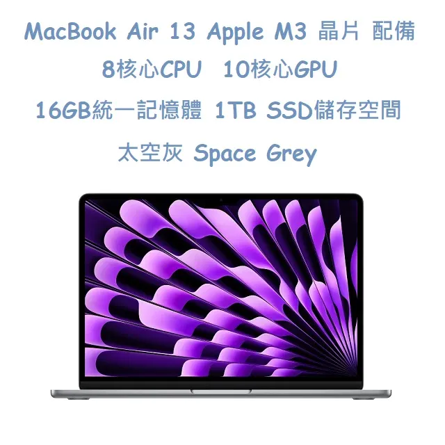 MacBook Air 13 Apple M3 晶片 配備 8核心 CPU, 10核心 GPU, 16GB 統一記憶體, 512GB SSD 儲存空間 歷史價格詳細信息