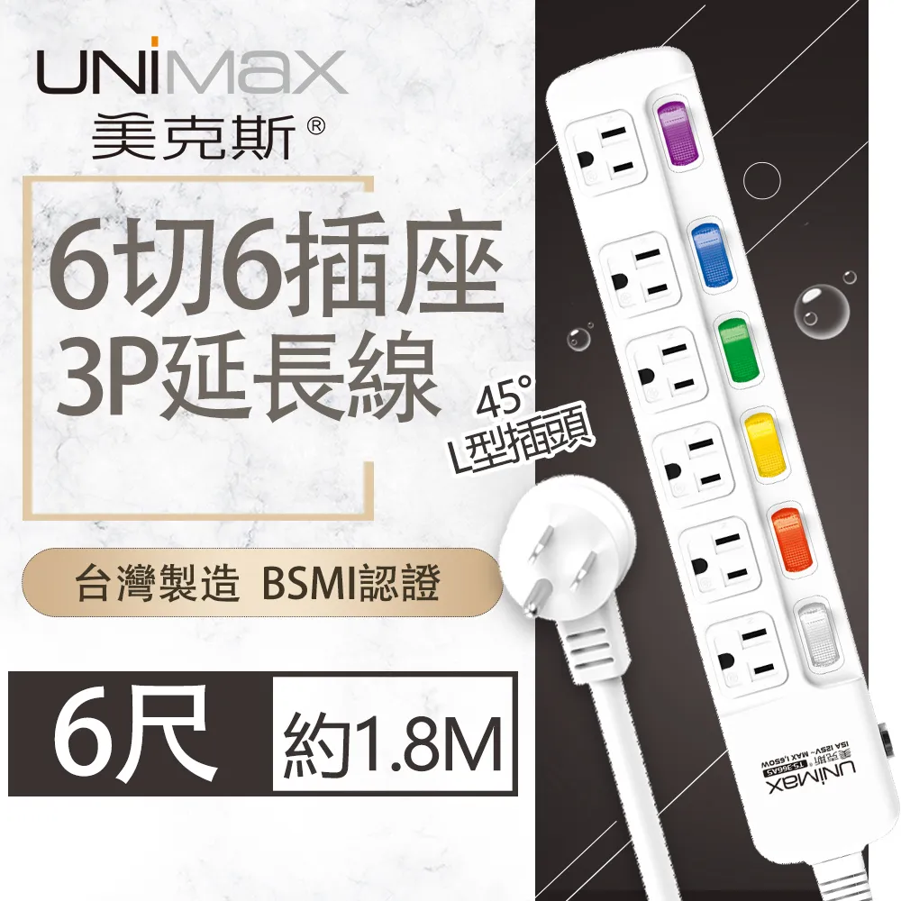 【美克斯UNIMAX】3切3座3P延長線-6尺-MA-33306 歷史價格詳細信息