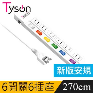 Tyson太順電業 TS-266AS 2孔6切6座延長線(轉向插頭)-4.5米 歷史價格詳細信息