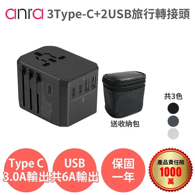 【Anra】3Type-c+1USB氮化鎵65W旅行轉接頭  2000W功率 PD QC 快充 全球通用 各國轉接頭 歷史價格詳細信息