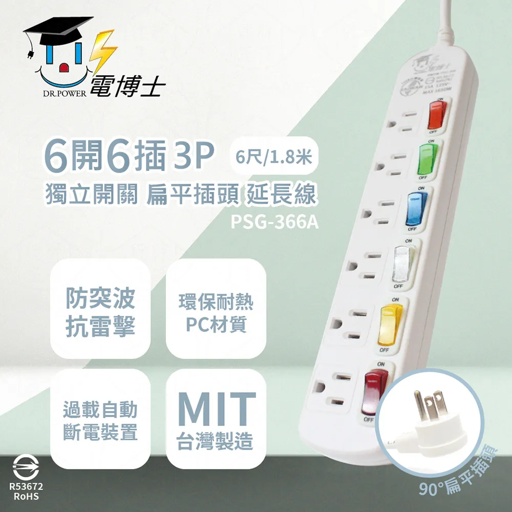 DR.POWER 電博士 1開4插3P電腦延長線3蕊2.0-9尺(2.7米) 歷史價格詳細信息