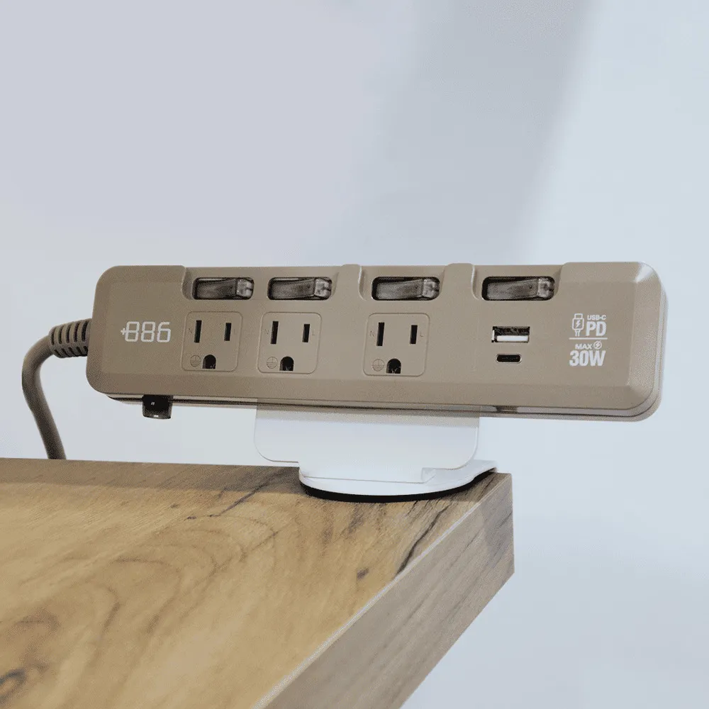 【aka】轉轉延長線 桌夾式獨立開關3插座3孔 USB+TYPE C (1.8m) 價格比較,價格查詢,歷史價格詳細信息