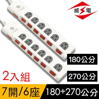 威電 7開關6插座3孔 9尺 電源線組 延長線 【小北百貨】 歷史價格詳細信息
