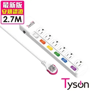 Tyson太順電業 TS-366AS 3孔6切6座延長線(拉環扁插)-1.8米 歷史價格詳細信息