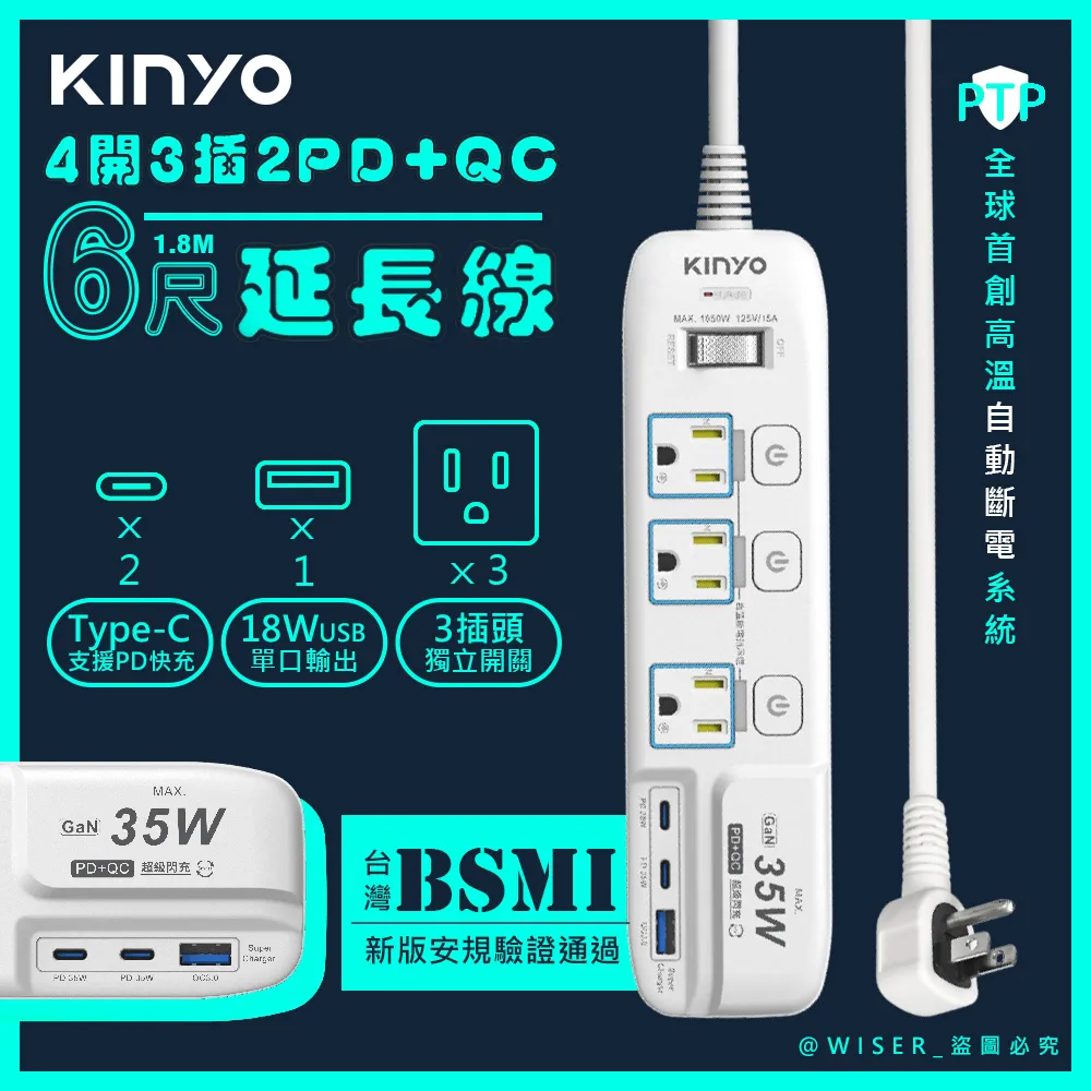 【KINYO】35W氮化鎵迷你充電器/快充豆腐頭(PDCB-135顏色任選)-2入組 歷史價格詳細信息