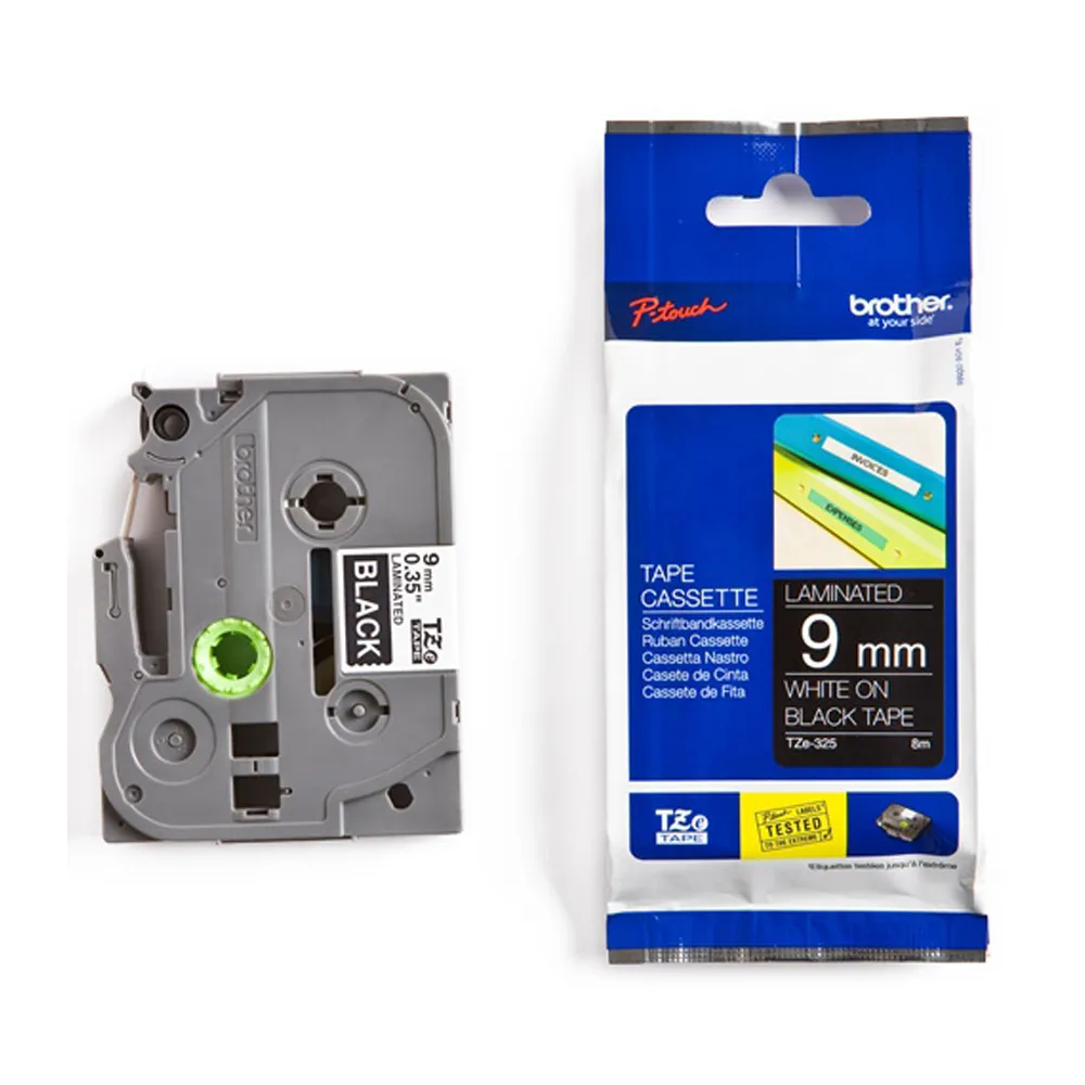 brother 9mm特殊規格護貝標籤帶 (TZ-325) 黑底白字  內含五捲 歷史價格詳細信息