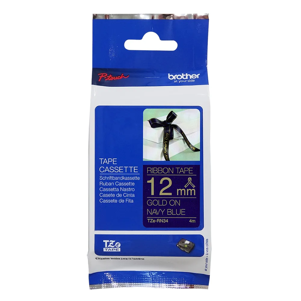 TZe-RN34 12mm 海軍藍底金字 絲質緞帶 標籤帶  另有PT-P300BT PT-P710BT 歷史價格詳細信息