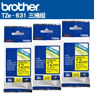 Brother TZe-631 護貝標籤帶(12mm 黃底黑字)三入組 歷史價格詳細信息